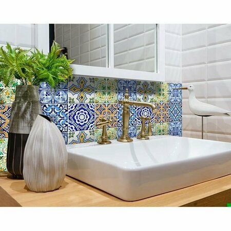 Homeroots 7 x 7 in. Lima Multi Blue Mosaic Peel & Stick Tiles 400313